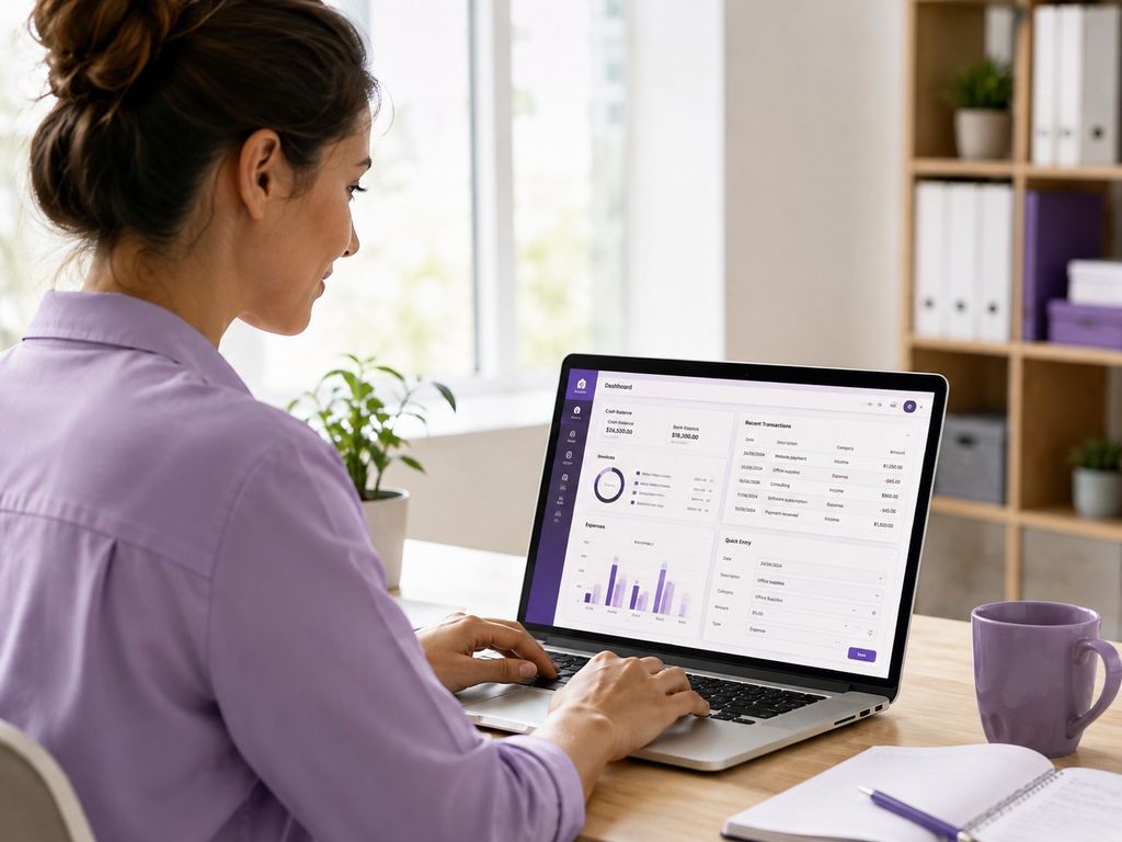 Business owner working through Foundation MYOB training on a laptop